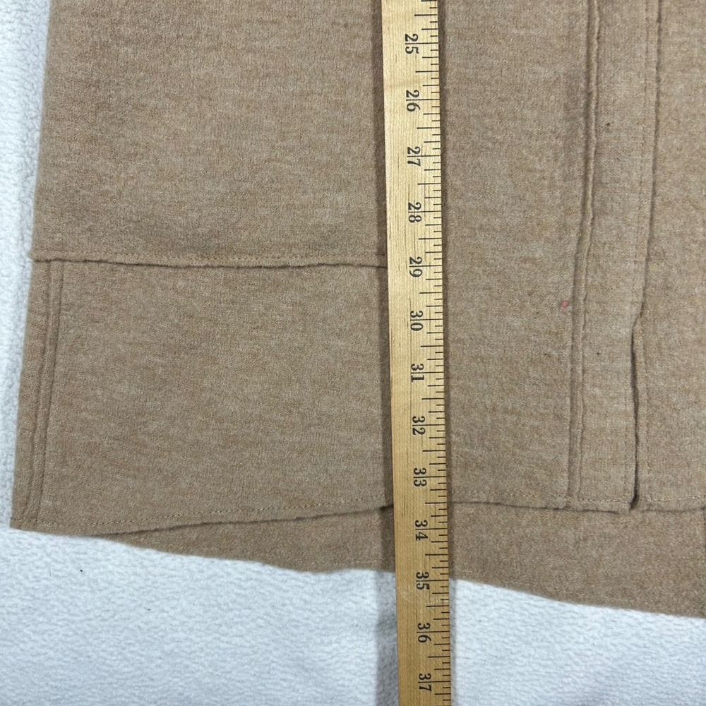 Eileen Fisher Womens Round Neck Boxy Jacket Size Medium Camel Boiled Wool Zip - Picture 9 of 10